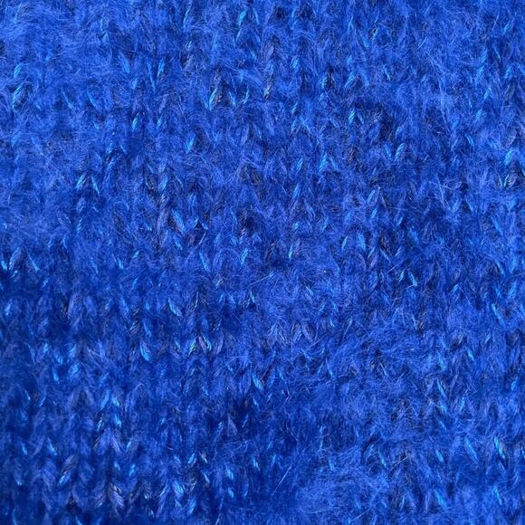 Sweater-  cardigan 100% angora Belgin long hair Cobalt blue small  3/4 sleeves - Picture 4 of 5